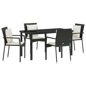 vidaXL Ensemble de salle à manger pour jardin 5 Pièces Noir polyrotin