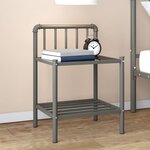 vidaXL Table de chevet Gris et noir 45x34 5x62 5 cm Métal et verre