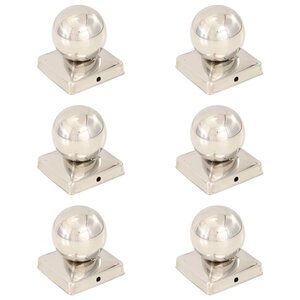 vidaXL Bouchons de poteau 6 Pièces Globe final Acier inoxydable 101x101mm