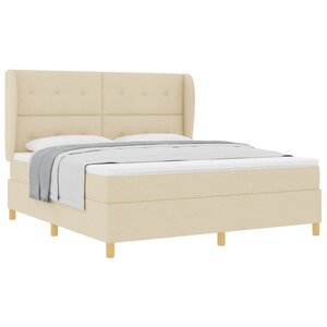 vidaXL Lit à ressorts avec matelas Crème 200 x 180 cm tissu