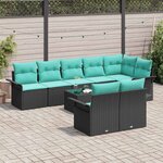 vidaXL Ensemble de canapé de jardin avec coussin 9 Pièces Noir polyrotin