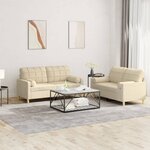 vidaXL Ensemble de canapés 2 Pièces avec coussins crème tissu