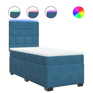 vidaXL Sommier à lattes de lit avec matelas bleu 80x200 cm velours