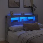 vidaXL Tête de lit à LED gris béton 160x18 5x103 5cm bois d'ingénierie