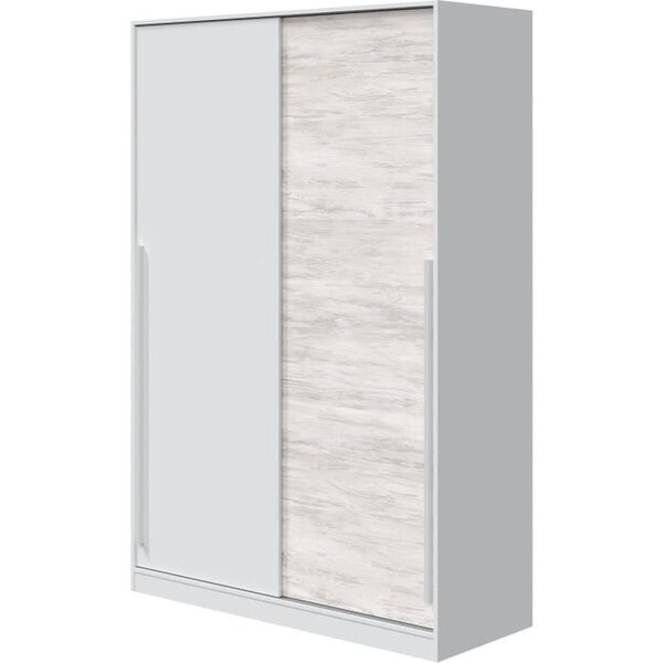 Armoire 2 portes coulissantes blanc artik et chêne nodi 200 x 121 x 50 cm
