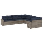 vidaXL Salon de jardin 10 Pièces avec coussins gris résine tressée