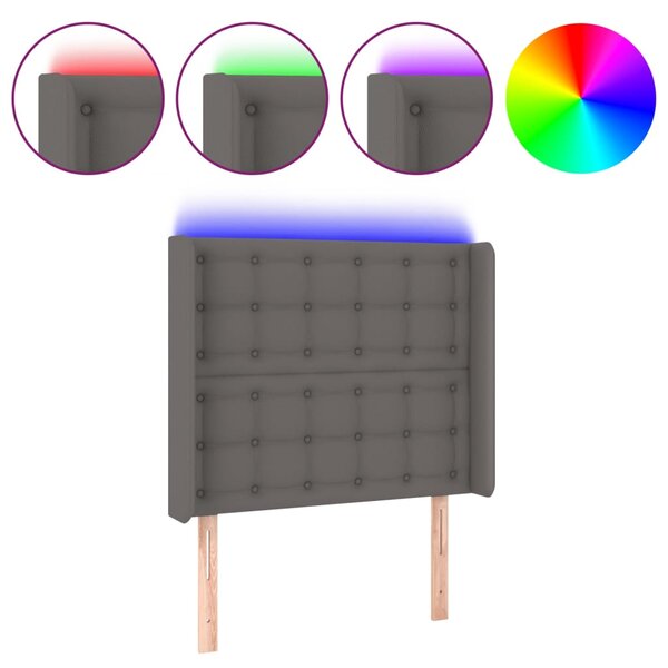 vidaXL Tête de lit à LED Gris 83x16x118/128 cm Similicuir