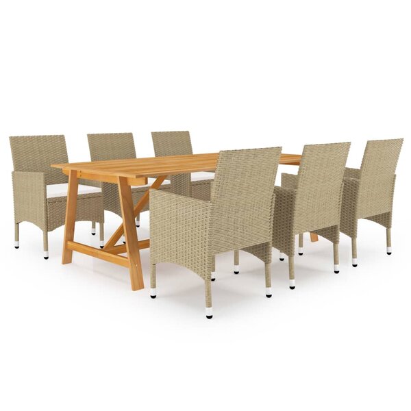 vidaXL Ensemble à manger de jardin 7 Pièces Beige