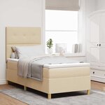vidaXL Lit à ressorts avec matelas Crème 90 x 190 cm tissu