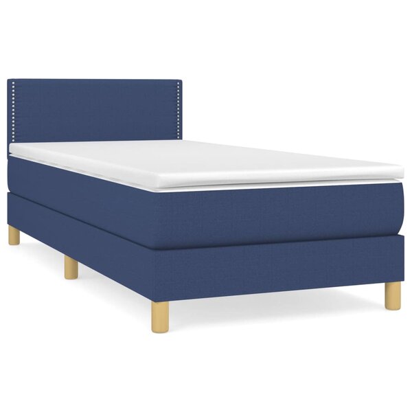 vidaXL Sommier à lattes de lit avec matelas Bleu 100x200 cm Tissu