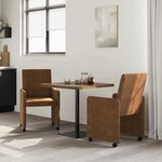 vidaXL Chaises de Salle à Manger avec Roues 2 Pièces Marron