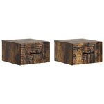 vidaXL Cabinet de chevet mural 2 Pièces Chêne fumé 34 5 x 33 x 20 cm