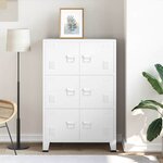 vidaXL Coffre de rangement industriel Blanc 75x40x115 cm Métal