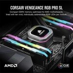 CORSAIR Mémoire PC DDR4 - VENGEANCE RGB PRO SL 16Go (2x8Go) - 3200Mhz - CAS 16 Optimized for AMD Ryzen - Black (CMH16GX4M2Z3200C16)