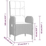 vidaXL Ensemble à manger jardin et coussins 7 Pièces gris rotin