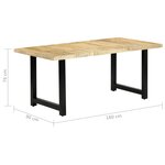 vidaXL Table de salle à manger 180x90x76 cm Bois de manguier massif