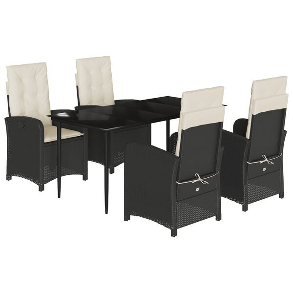 vidaXL Ensemble à manger de jardin coussins 5Pièces Noir Résine tressée