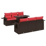 vidaXL Salon de jardin avec coussins 7 Pièces marron résine tressée acacia