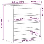 vidaXL Buffet avec lumières LED sonoma gris 60 5x37x67 cm