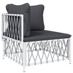 Salon de jardin meuble d'extérieur ensemble de mobilier 4 pièces avec coussins blanc acier 02_0016084