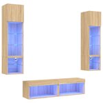 vidaXL Unités murales TV avec LED 6 Pièces chêne sonoma bois d'ingénierie