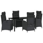 vidaXL Ensemble de salle à manger pour jardin 5 Pièces Noir Poly rotin