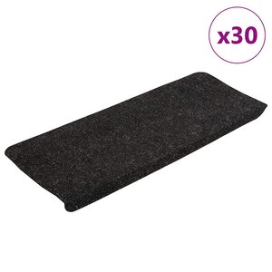 vidaXL Tapis d'escalier auto-adhésifs 30 Pièces anthracite 65x24 5x3 5 cm