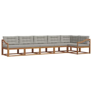 vidaXL Ensemble de canapés d'extérieur 6 Pièces Naturel et gris clair