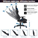 Chaise gaming fauteuil de bureau hauteur ajustable et dossier inclinable repose pieds inclus bleu 20_0008126