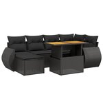 vidaXL Salon de jardin 7 Pièces avec coussins noir résine tressée