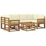 vidaXL Ensemble de canapés d'extérieur 7 pc Naturel et Crème Polyester