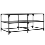 vidaXL Table basse avec dessus en verre noir 98 5x50x45 cm acier