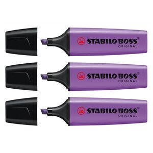 Surligneur BOSS ORIGINAL Rechargeable Pointe Biseautée 2-5 mm Lavande x 3 STABILO