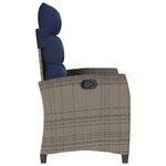 vidaXL Chaise de jardin inclinable avec table d'appoint gris polyrotin