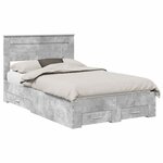 vidaXL Cadre de lit Gris béton 120 x 200 cm Bois d'ingénierie
