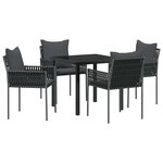 vidaXL Ensemble de salle à manger pour jardin 5 Pièces Noir Poly rotin