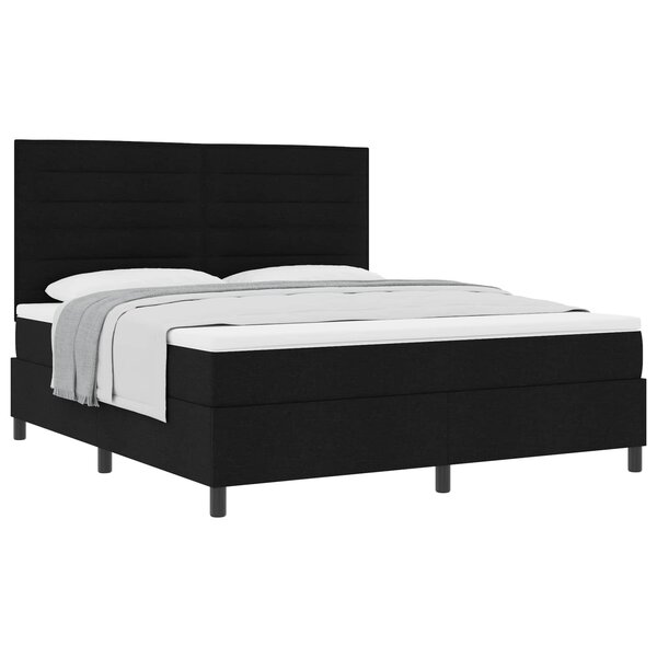 vidaXL Lit à ressorts avec matelas Noir 180 x 200 cm tissu