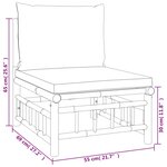 Salon de jardin meuble d'extérieur ensemble de mobilier 9 pièces avec coussins blanc crème bambou 02_0017904