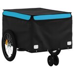vidaXL Remorque de vélo noir et bleu 30 kg fer
