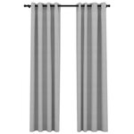 vidaXL Rideaux occultants Aspect lin avec œillets 2 Pièces Gris 140x245cm