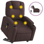vidaXL Fauteuil inclinable de massage électrique Marron foncé Tissu