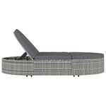 vidaXL Chaise longue à 2 places avec coussins Résine tressée Gris