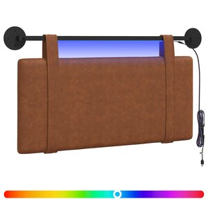 vidaXL Tête de lit suspendue Avec lumière LED Marron PU antique