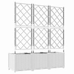 vidaXL Bac à fleurs avec Treillis 3 Pièces Blanc 120 x 40 x 143 cm PP