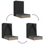 vidaXL Chaise longue double avec toit et rideaux gris résine tressée