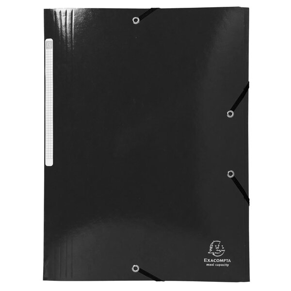 Chemise À Élastiques 3 Rabats Maxi Capacity Carte Lustrée Pelliculée 425gm2 Iderama A4 - Noir - X 25 - Exacompta