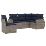 vidaXL Salon de jardin 5 Pièces avec coussins gris résine tressée