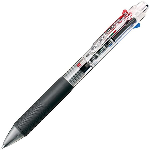 Stylo Bille Rétractable 4 Couleurs VICUNA C4 Clip Transparent x 10 PENTEL