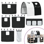 vidaXL Lit mezzanine enfants et tunnel blanc/noir 90x190 cm pin massif