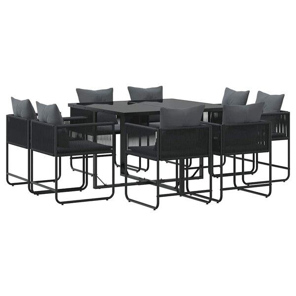 vidaXL Ensemble de salle à manger pour jardin 9 Pièces Noir Acier